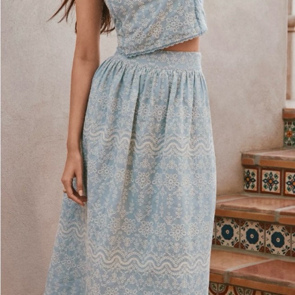 LOFT Light Blue Floral Maxi Skirt - Picture 3 of 3